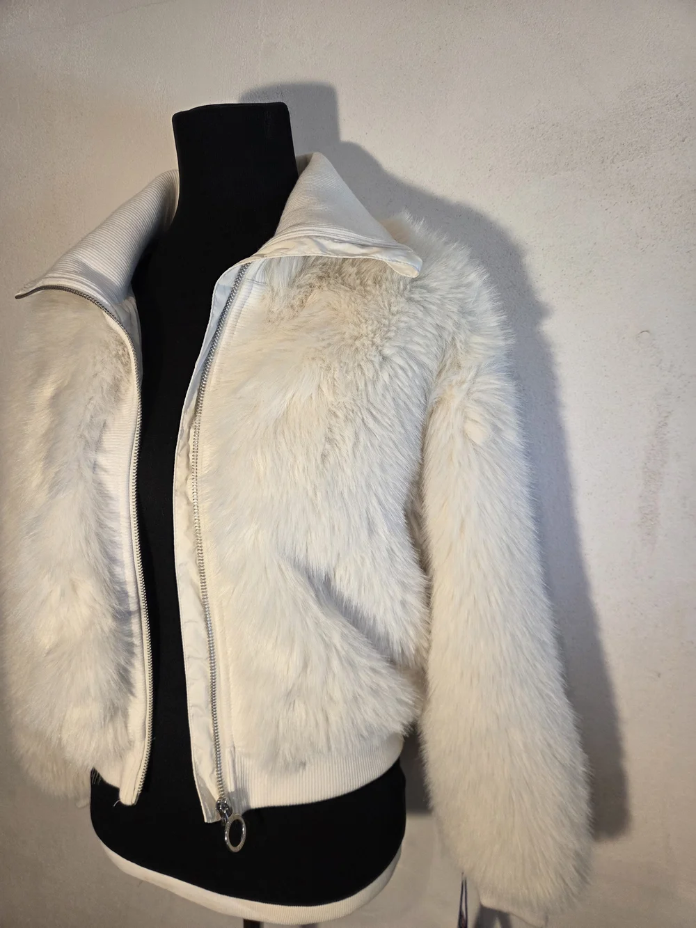 Limited Too Girls White Faux Fur Zip Up Jacket Coat Girl's size L Women's size S